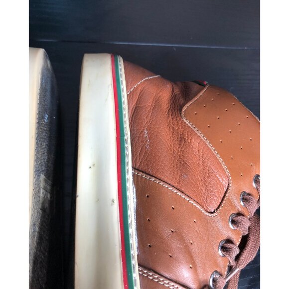 Gucci GG Canvas Leather High Top Sneakers – Brown Monogram – 245310 9.5G US 10.5 - Picture 8 of 11